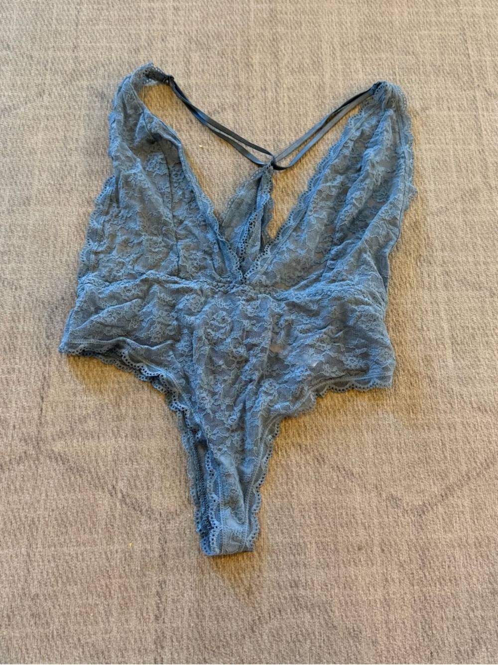 Victoria's Secret Dusty Blue Lace Bodysuit Medium